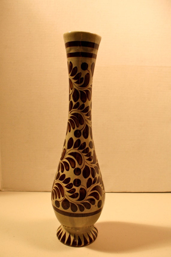 Vintage70's Mexican ceramic flower vase decorative pottery
