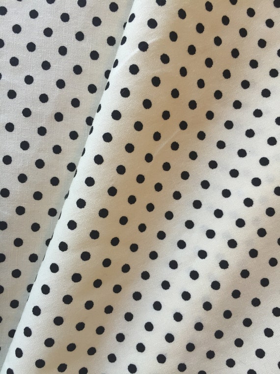 Cream and Black polka dot cotton fabric