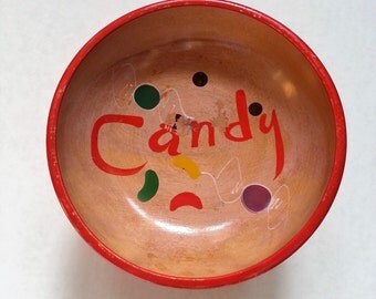 Vintage wooden candy dish - Woodpecker Woodware