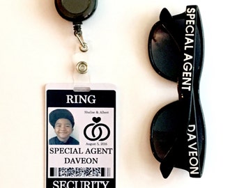 Ring Security ID Badge Set with Sunglasses - Wedding Ring Bearer Alternative / Gift