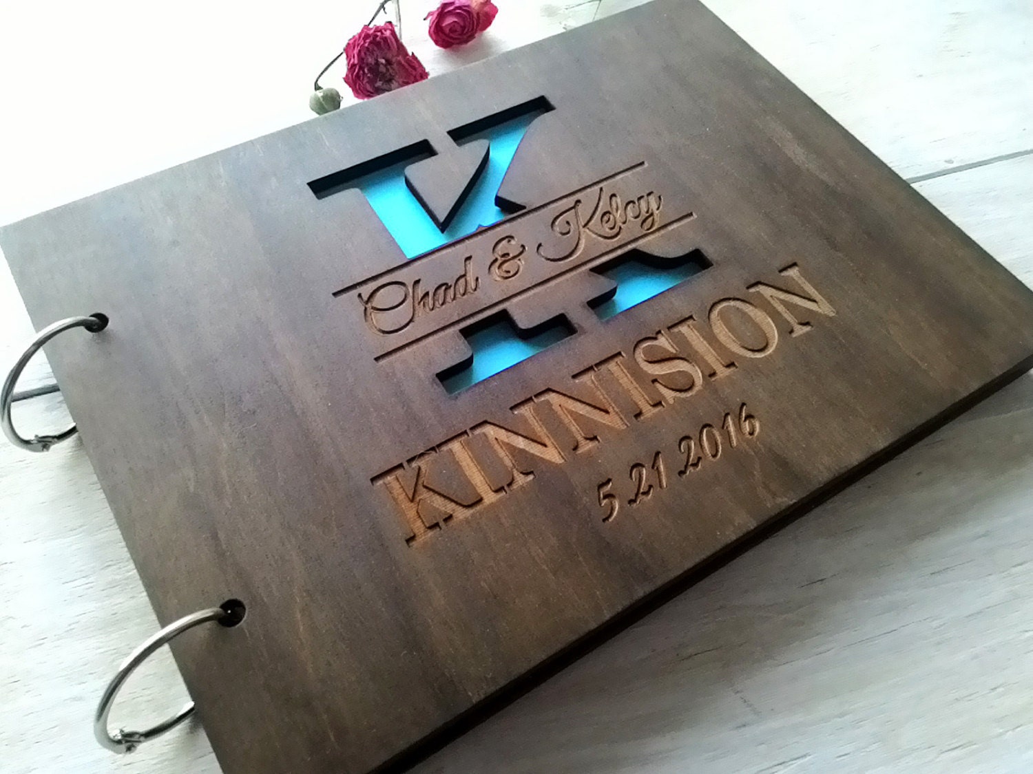 Wedding Guest Book Rustic Guest book Laser engraved Wood