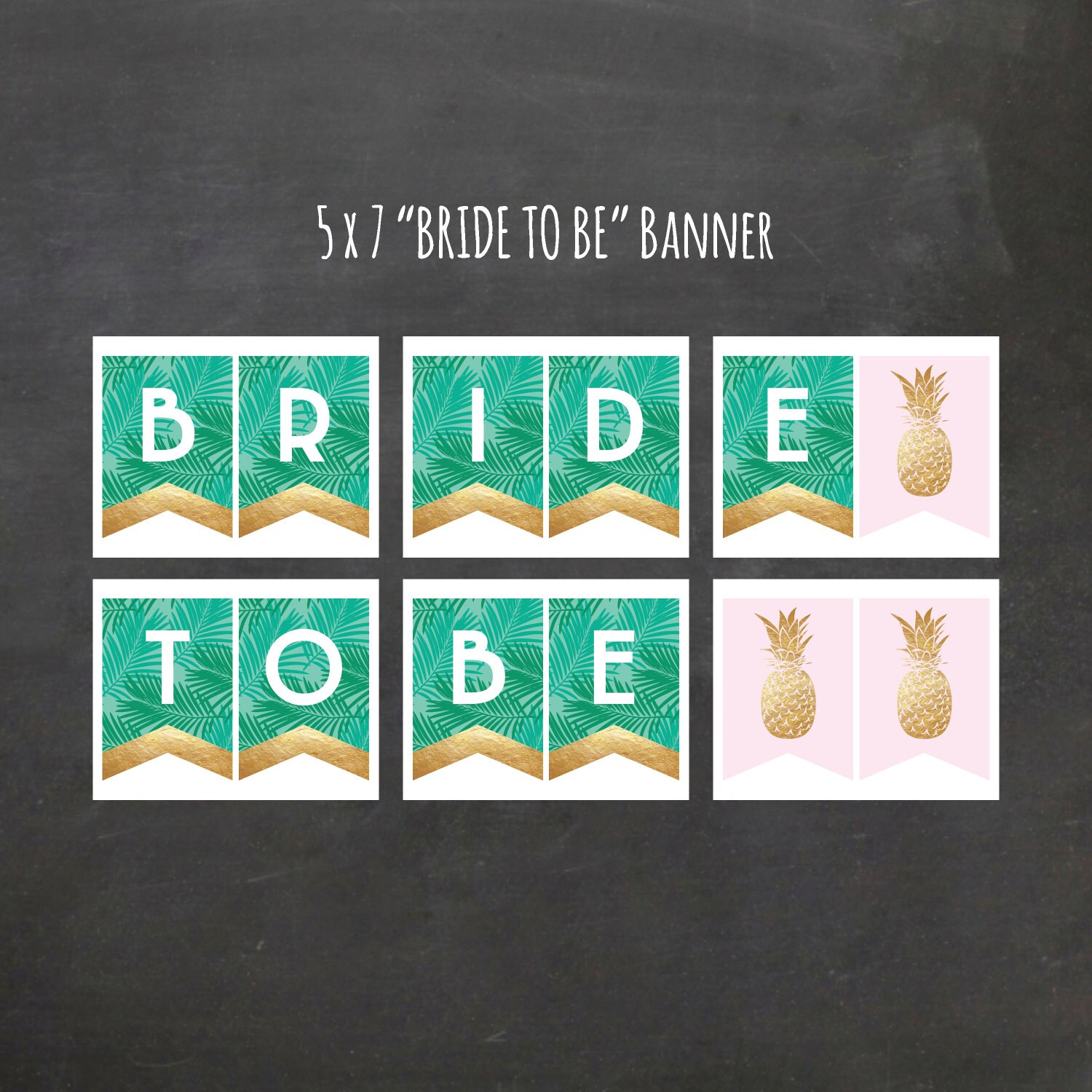 Tropical Bridal Shower Banner DIY Printable Pineapple