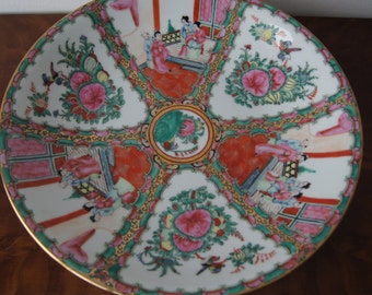 Vintage Famille Verte Big Plate Bowl Diameter 36cm 14'' Hand painted