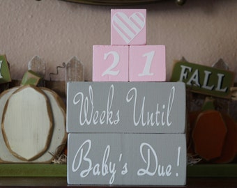 New Baby Countdown Blocks. Soon-to-be Mother Gift. Days Til Baby. Newborn Arrival Countdown. Pregnancy Countdown. Expectant Mother Gift.