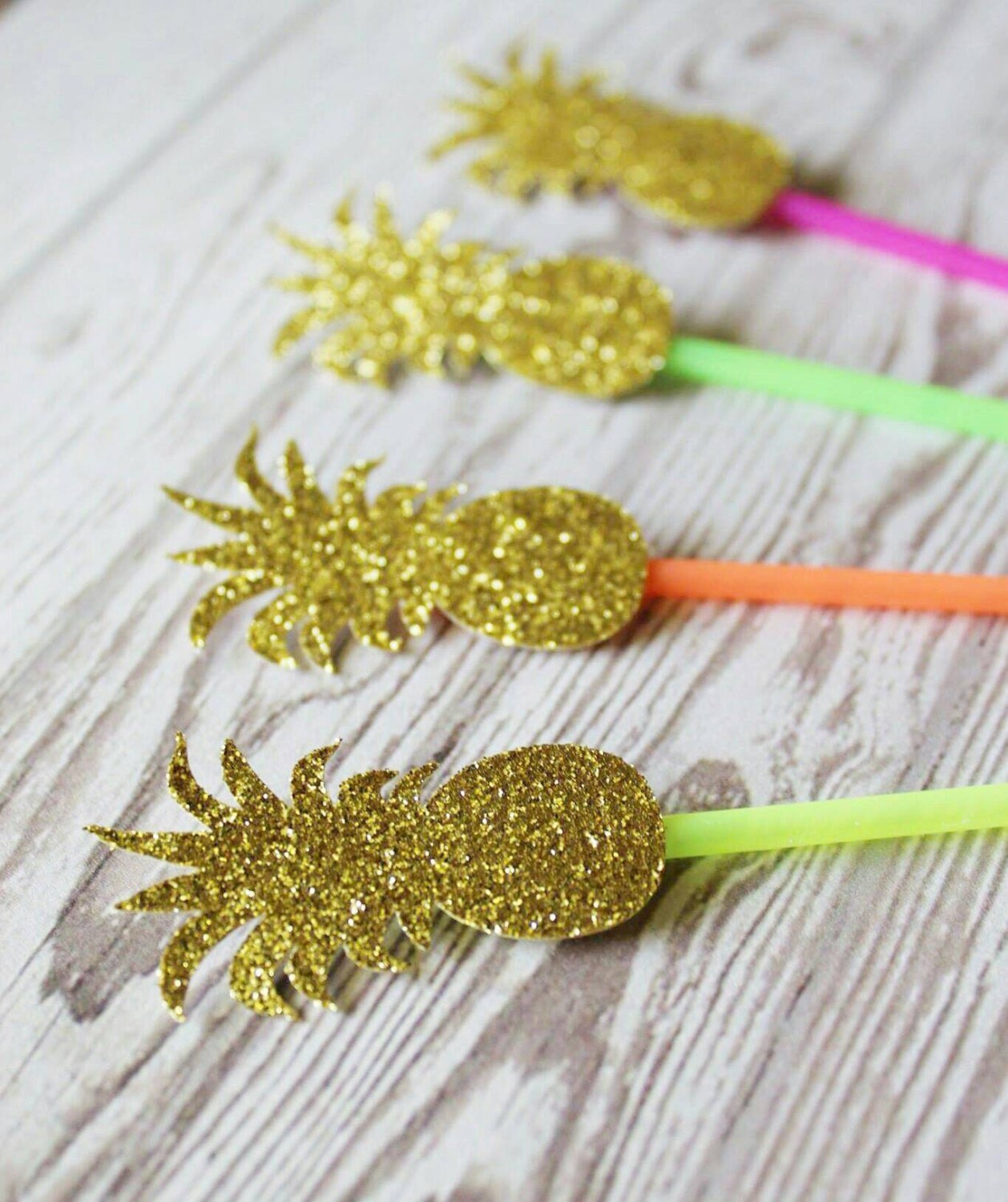 24 GOLD Pineapple Drink/Cocktail Stirrers. Swizzle by Cravefetti