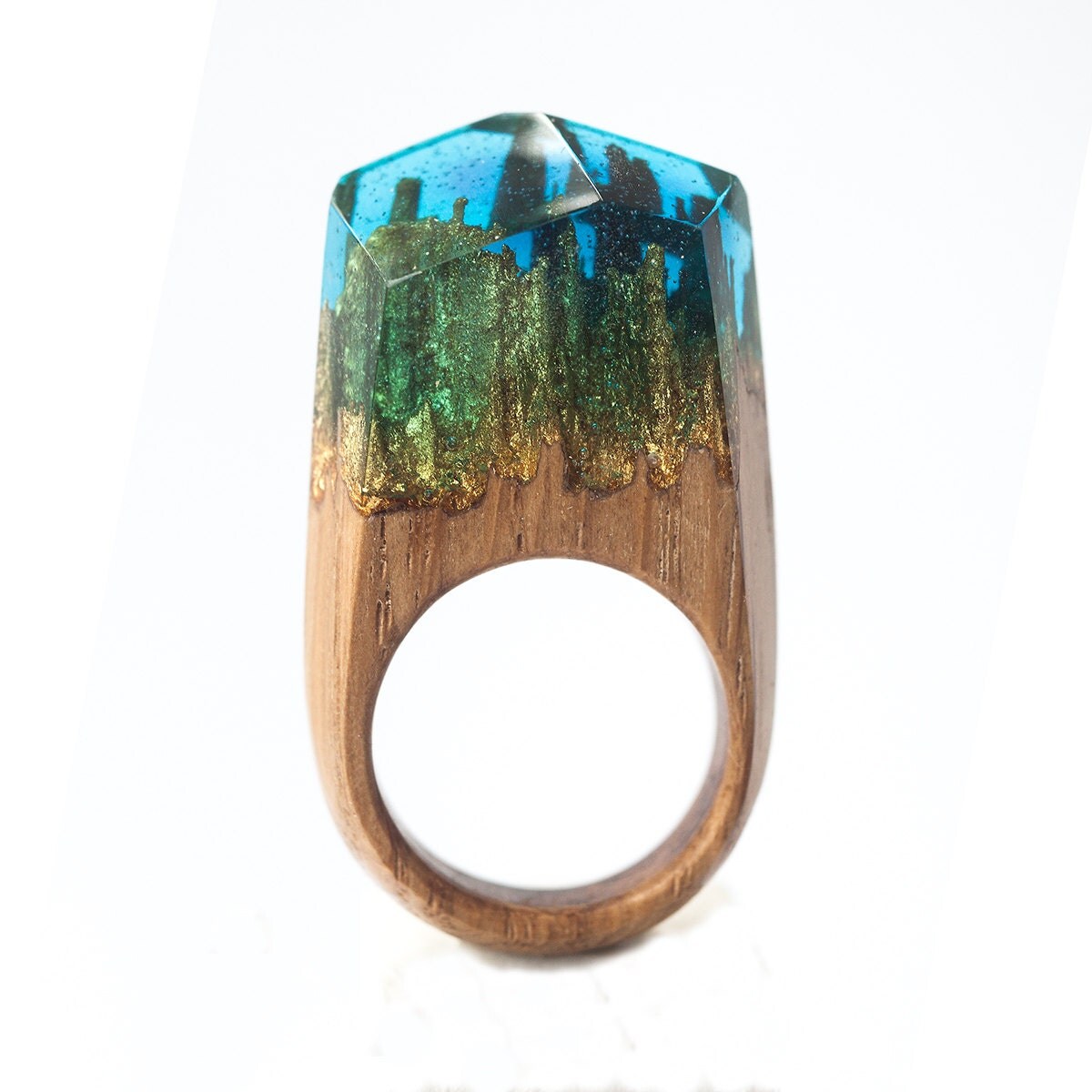 Resin Wood Ring Epoxy Resin Gold Leaf Wood Resin Jewelry