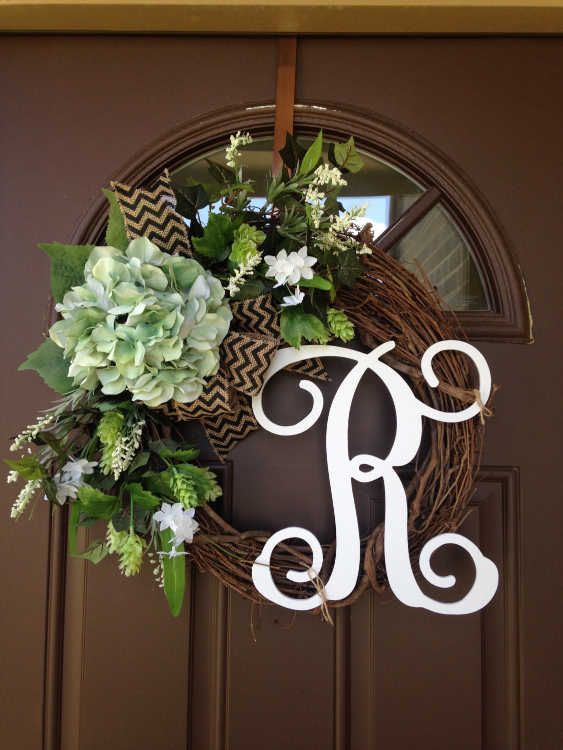Year Round Wreath Front door wreath with initial Front Door