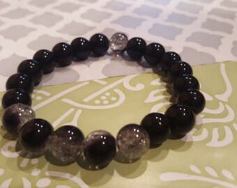 Black Glass Beaded Bracelet