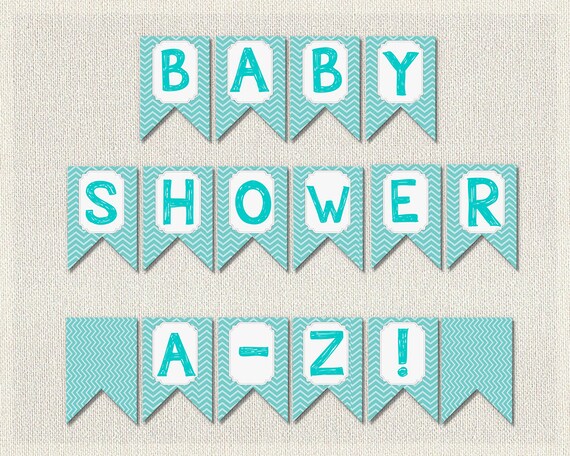 whole alphabet banner boy blue turquoise baby shower banner bunting