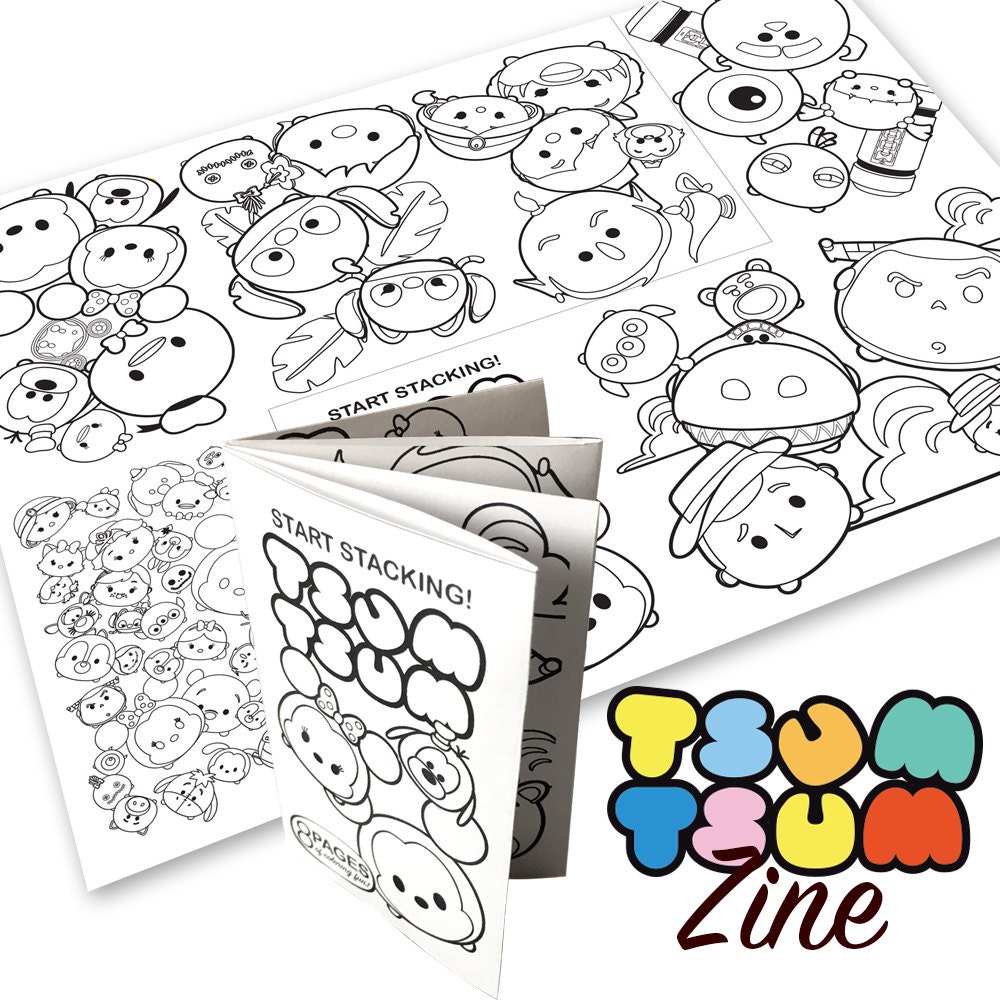 Tsum Tsum Theme Digital Coloring Book Zine