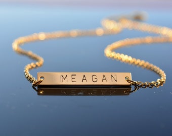 Name Bar Necklace, Initial Bar Necklace, Name Necklace, Personalized Necklace, Gold Bar Necklace, Bridesmaid Gift, Monogram Necklace