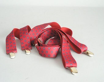 Mens Red Figured Suspenders