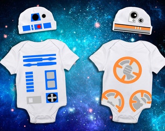 R2D2 & BB8 Baby Onesie Set