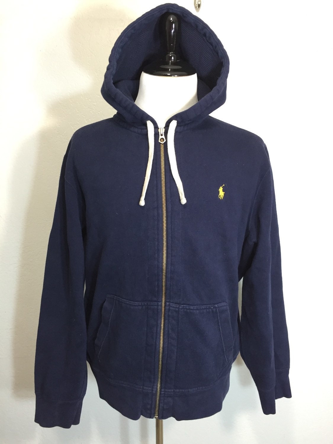 polo ralph lauren full zip up hoodie dark navy mens size XL