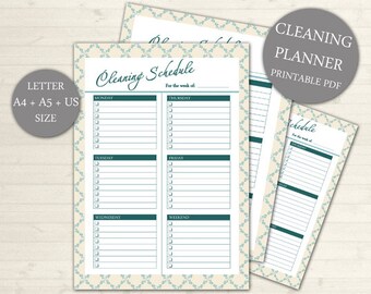 SALE Weekly Cleaning Schedule, Printable Cleaning Planner, INSTANT Download, Cleaning Planner Household, Homekeeping #104