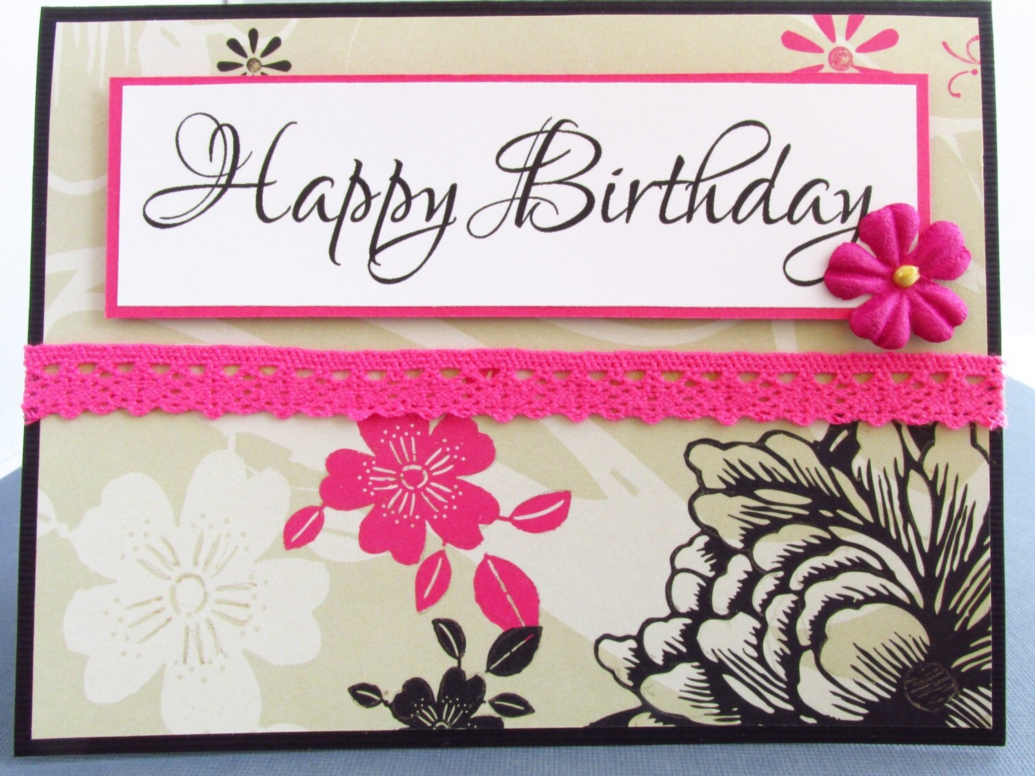 Birthday Card Handmade Card Happy Birthday Feminine 