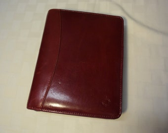 Personal Size Franklin Covey Burgundy Red Leather Agenda Organizer Zip Around