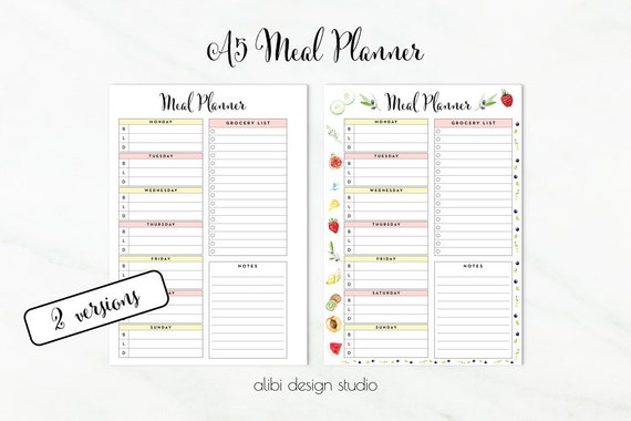 a5 meal planner free printable