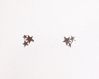 Star Silver Stud Earrings,925 Sterling Silver Earrings,Star Stud Earrings,Simple Stud Silver Earrings,Three Star Earrings,Anniversary Gift