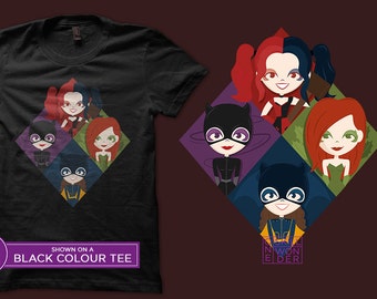 Gotham Girls Unisex/Womens Fit T-shirt | Harley Quinn | Poison Ivy | Catwoman | Batgirl