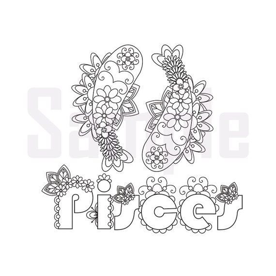 Download Zodiac File sign-pisces Adult Coloring Page by SueAtHCS on Etsy