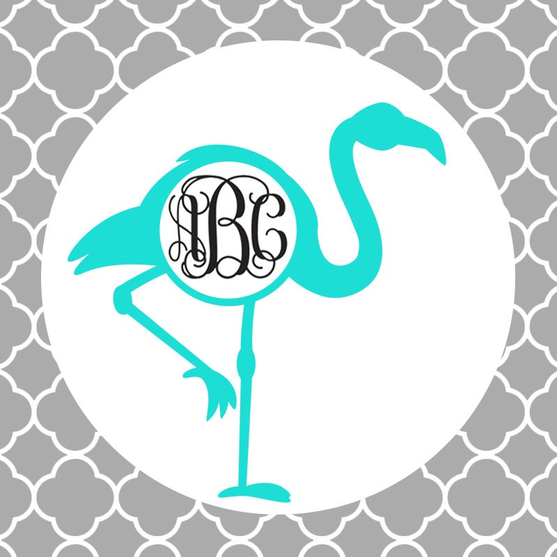 Download Flamingo Monogram Frame Cutting Files in Svg Eps Dxf Png