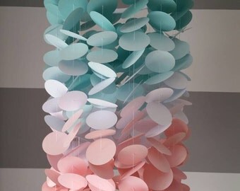 Baby Mobile. Pink White and Mint. Baby girl nursery. Shabby Chic mobile for baby girl