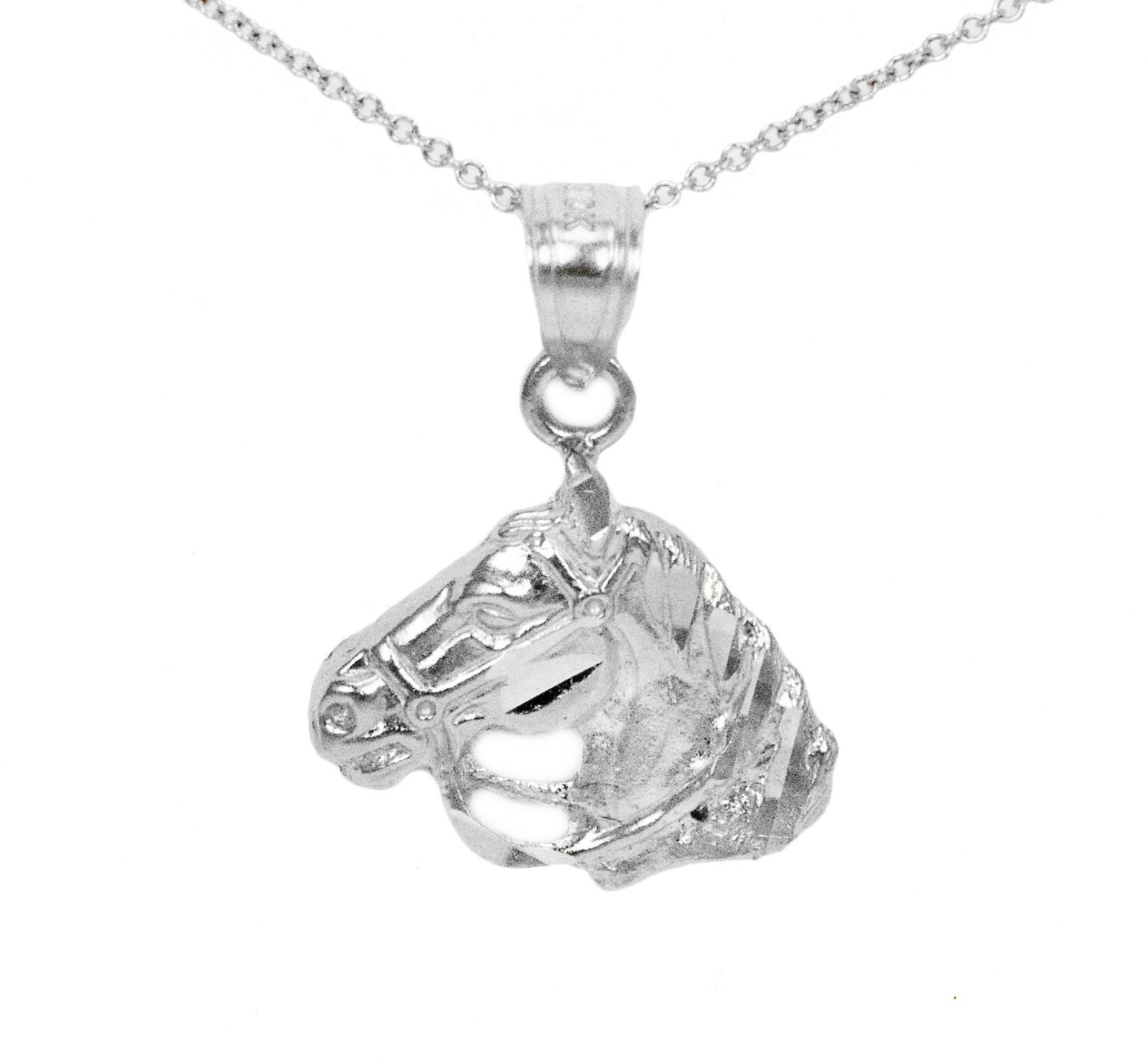 14k White Gold Horse Necklace