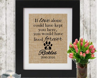 Personalized Pet Memorial - IF LOVE ALONE - Monogrammed Pawprint - Loss of a Pet - Dog/Cat Name and Dates - In Memory of a cat - Sympathy