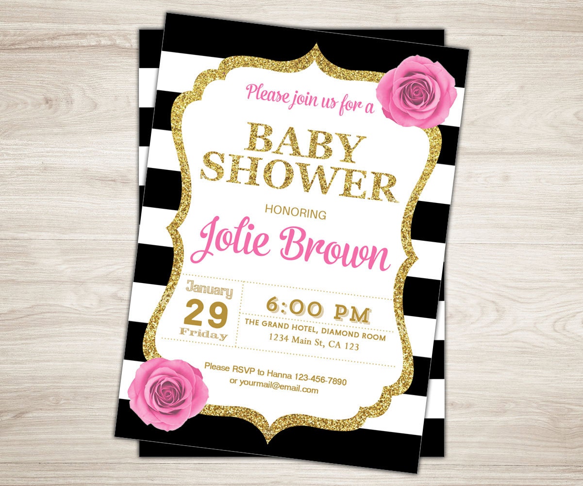 Black And Gold Baby Shower Invitations 6