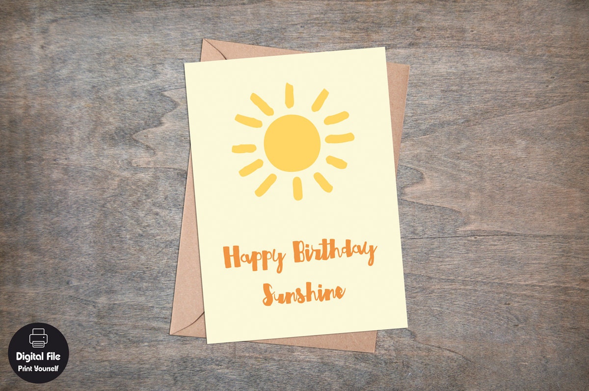 Happy Birthday Sunshine Printable Birthday Greeting Card