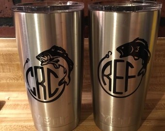 Yeti Decal, Fathers Day Gift, Fishing Decal, Yeti Decal For Men, Yeti Monogram, Hunting Decal, Tumbler Decal, Bass Decal, Catfish