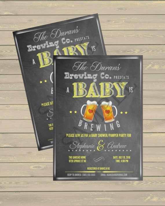 Baby Shower Invitation Pamper Party Invitation Chalkboard