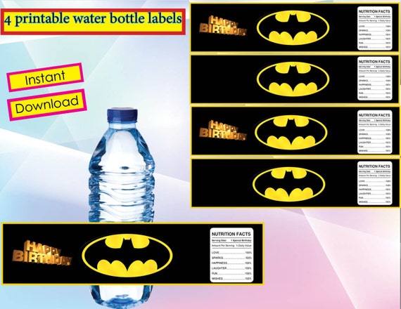 INSTANT DOWNLOAD Batman water bottle Labels water bottle INSTANT DOWNLOAD Batman water bottle Labels water bottle