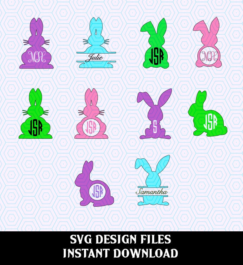 Download Easter Bunny SVG Monogram Set SVG Cutting Files Vector Clip