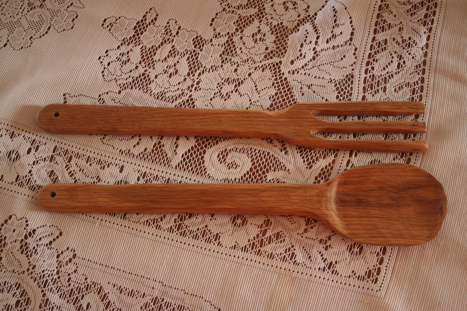 Wood Serving Spoon and Fork