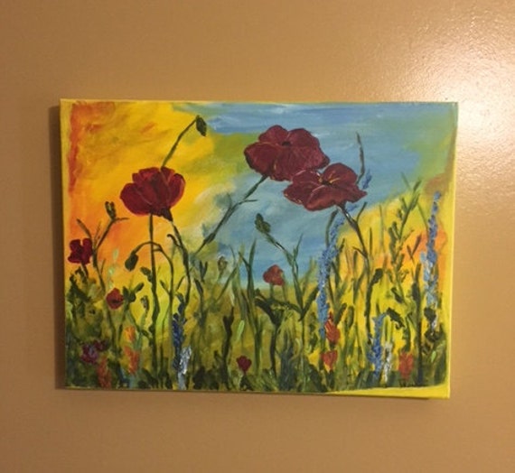 Morning Poppies 12x16 acrylic painting