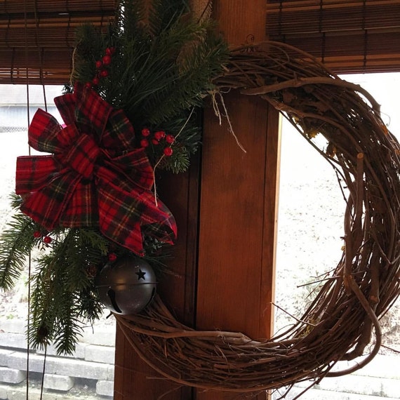 Items similar to Front Door/Rustic Winter Wreath/18" Diameter/Low Price