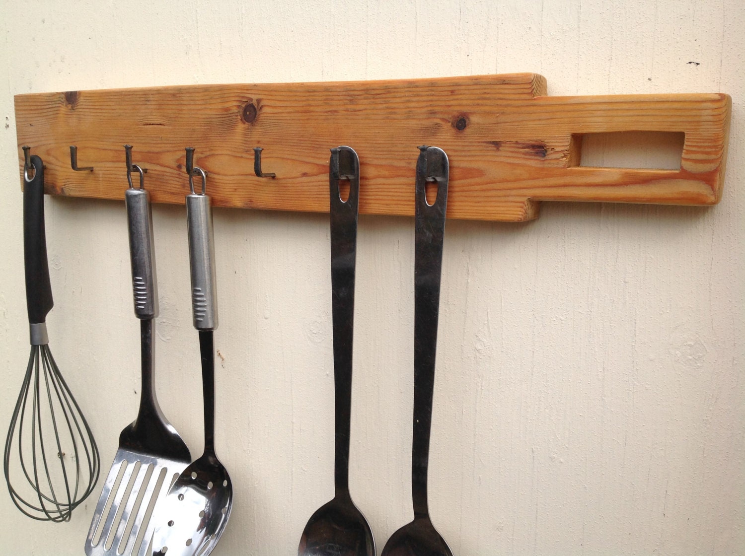 wooden wall rack for kitchen utensils
