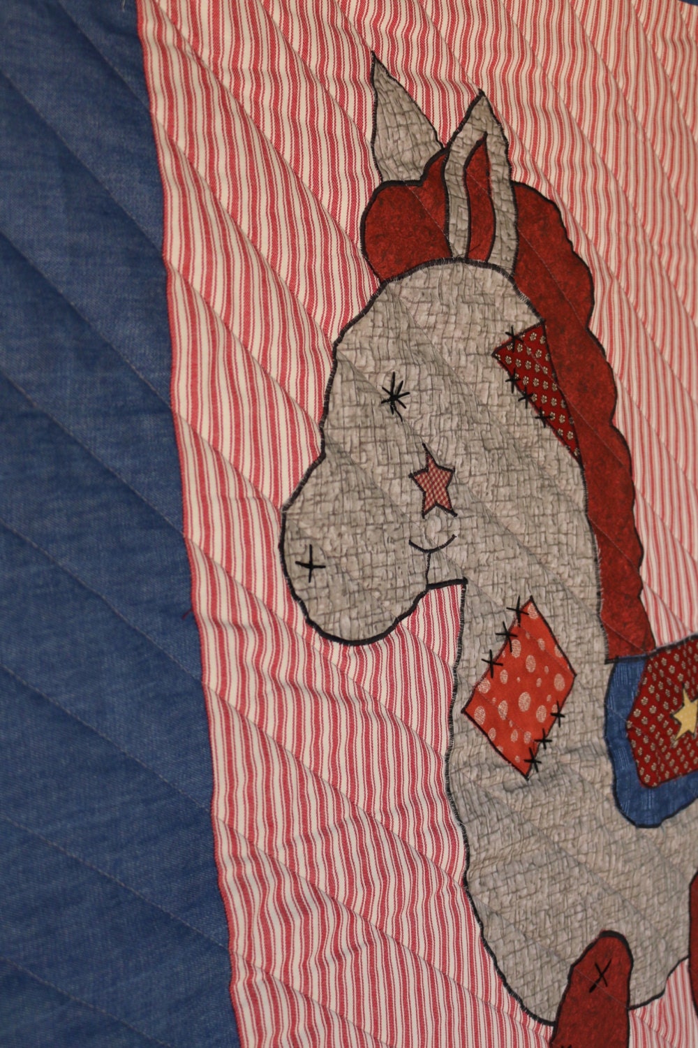 Rocking Horse Baby Quilt by HoneybeeLinens on Etsy