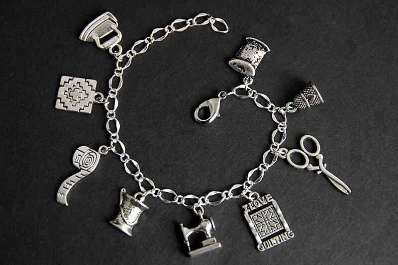 Quilting Bracelet. Quilting Charm Bracelet. by GatheringCharms