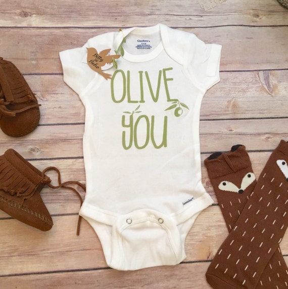 Olive You Baby Onesie® Hipster Baby Funny Baby by BittyandBoho
