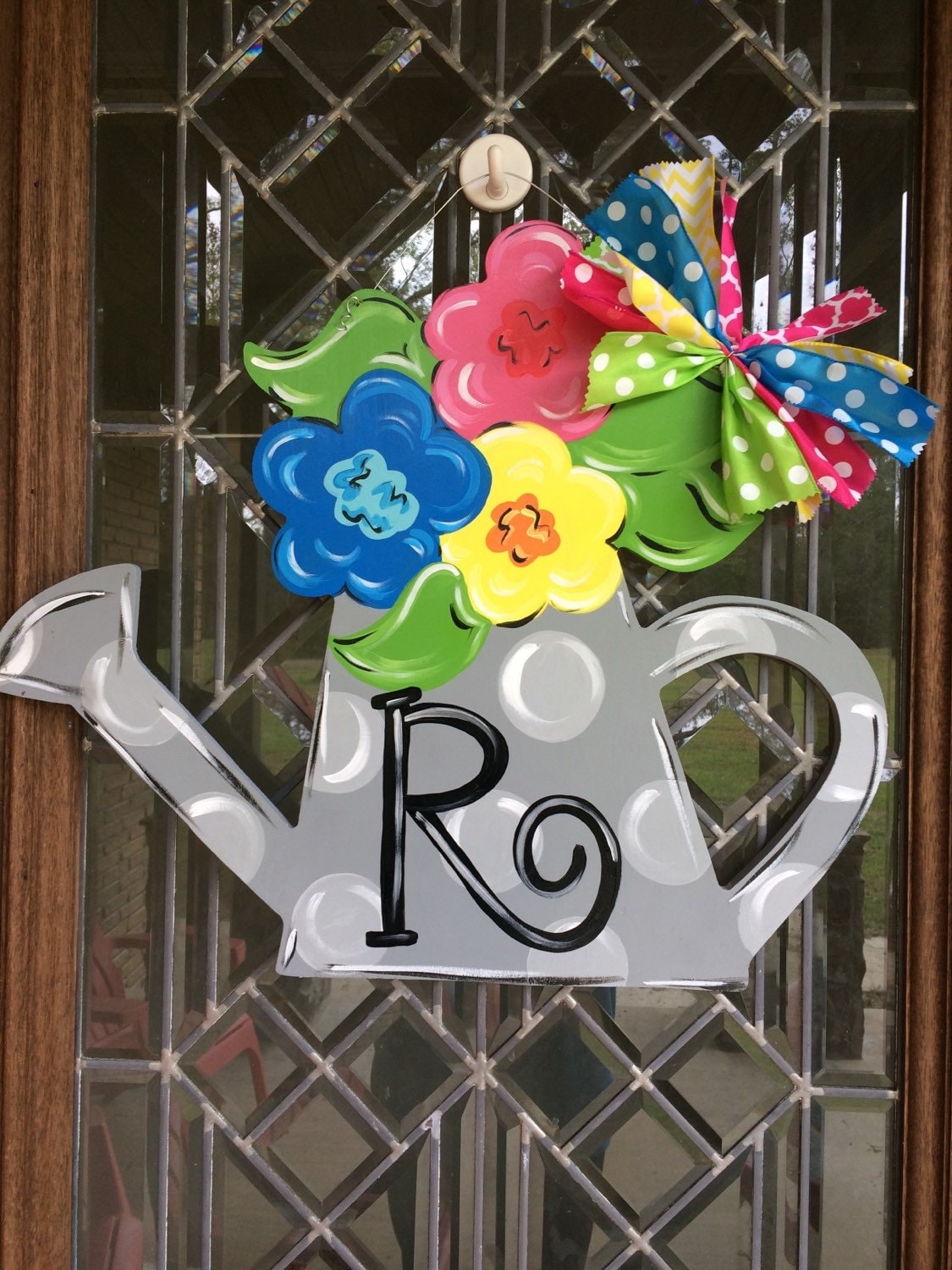 Watering can with flowers door hanger spring door hanger