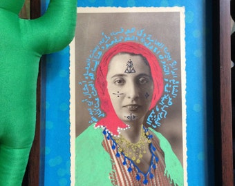 Italian vintage photo card designed and hand painted