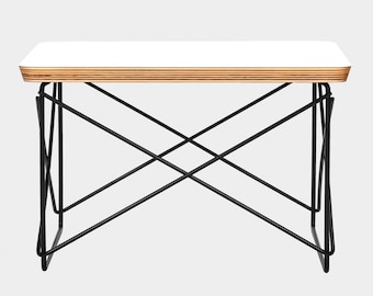 Eames LTR Style Side / Coffee Low Table Rod Base White Laminate Top Black Wire Base FREE Worldwide Shipping