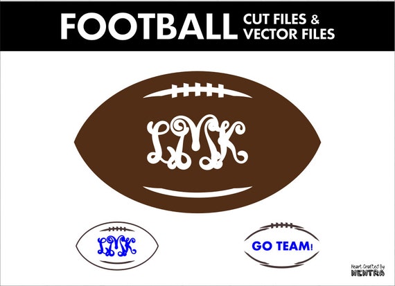 Download 3 Football Cut Files SVG Monogram Vector Instant Download DXF