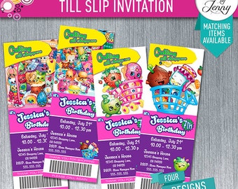 Shopkins Invitation till slip/receipt - Made to Order