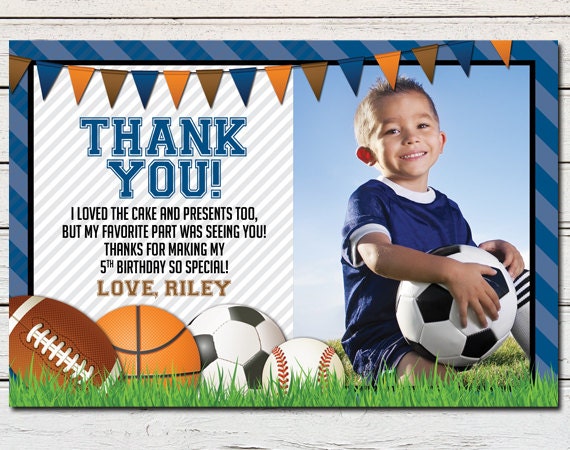 Sports Athlete Printable 4 x 6 Thank You Card