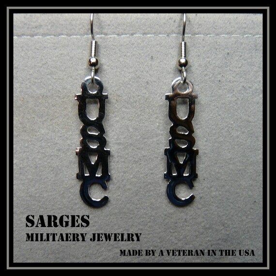 United States Marine Corps Earrings by SargeMilitaryJewelry