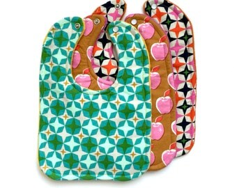 Baby Bib 3 Pack - 4 Layers | Mid Century Prints, Baby bibs, baby shower gift, bibs